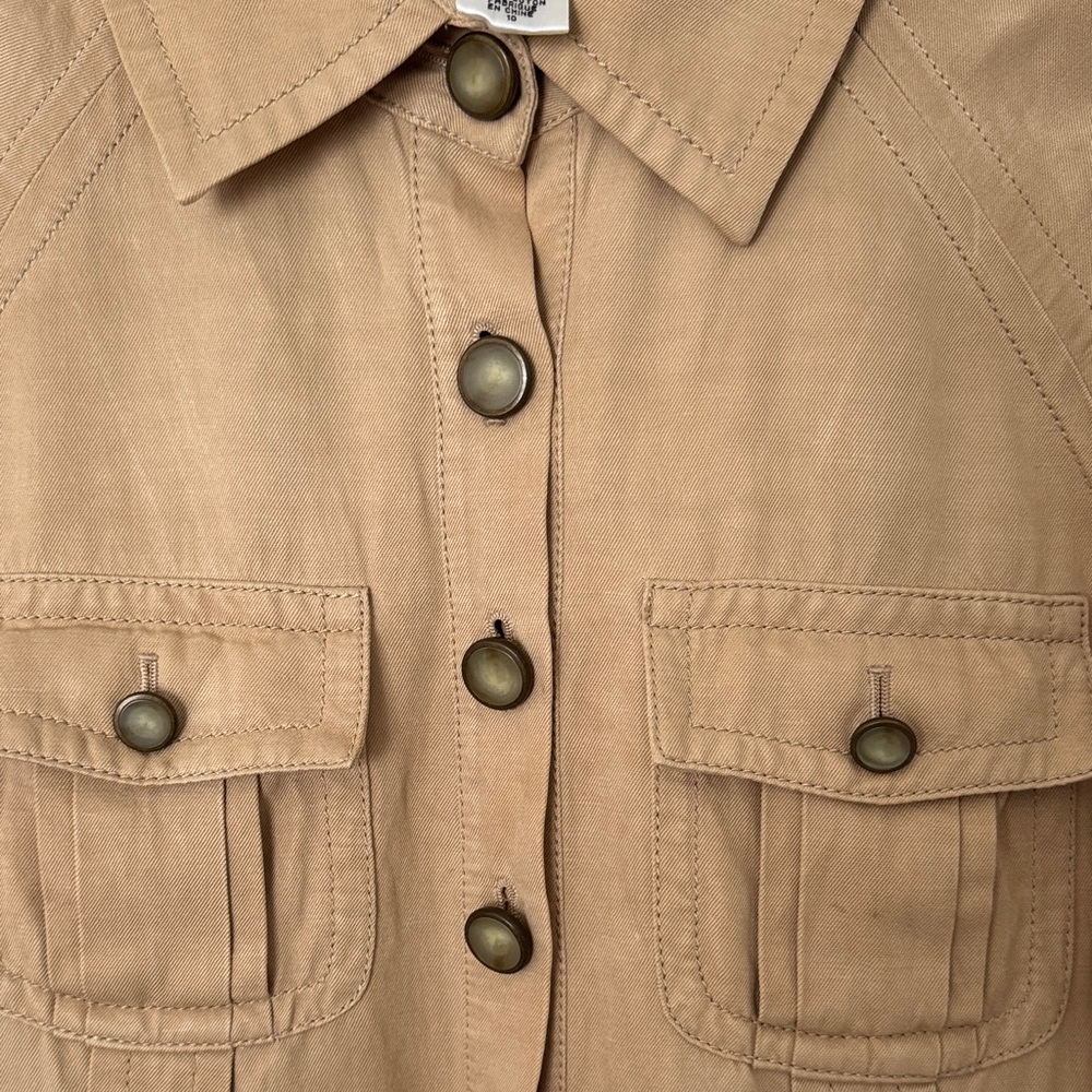 Diane von Furstenberg Beige Utility Shirt Dress - Picture 3 of 8
